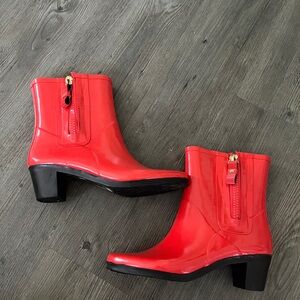 Kate Spade heeled red ankle rain boots